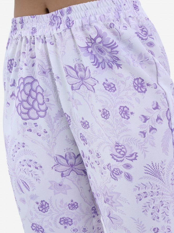 Vishudh Women Lavender Printed Kurta With Trouser - Lavender - Image 7