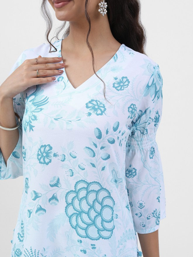 Vishudh Women Blue Printed Kurta With Trouser - Blue - Image 5