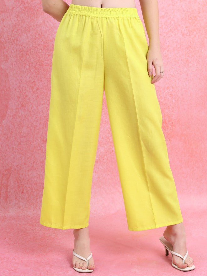 Vishudh Women Yellow Striped Kurta With Palazzo And Dupatta - Yellow - Image 8