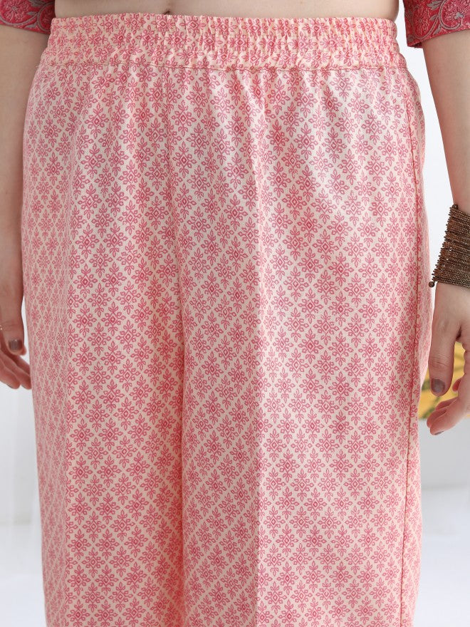 Vishudh Women Pink Printed Kurta With Palazzo And Dupatta - Pink - Image 6