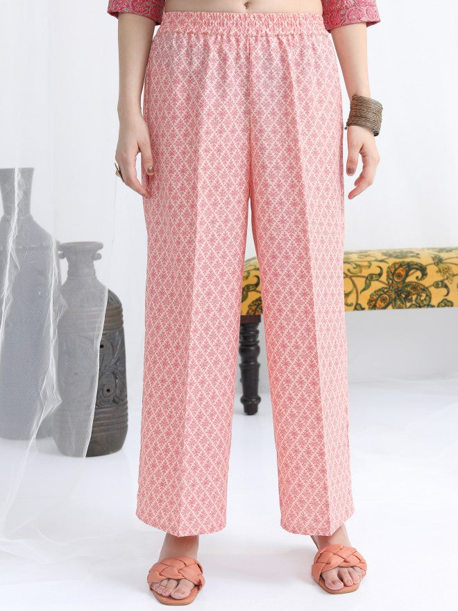 Vishudh Women Pink Printed Kurta With Palazzo And Dupatta - Pink - Image 7