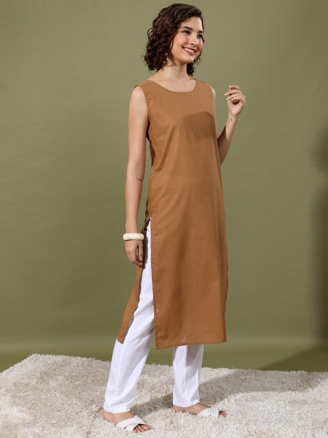 Vishudh Women Brown Printed Kurta With Palazzo - Brown - Image 4