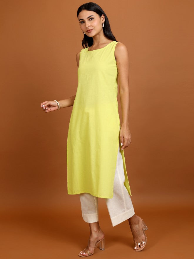 Vishudh Women Yellow Printed Kurta With Jacket - Yellow - Image 4