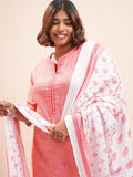 Vishudh Women Pink Printed Kurta With Palazzo And Dupatta - Pink - Image 1