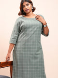 Vishudh Women Green Checked Kurta With Palazzo - Green - Image 1