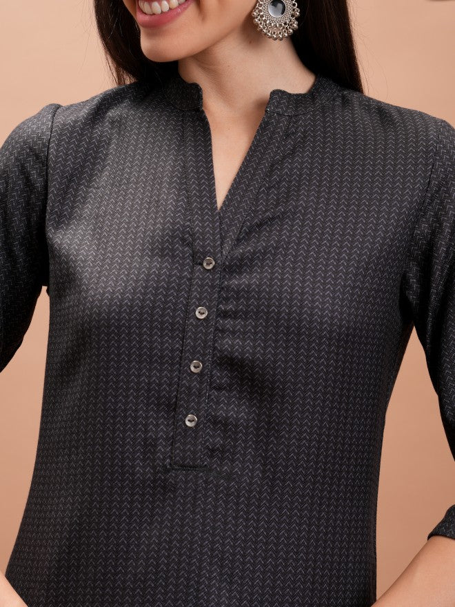 Vishudh Women Black Printed Kurta With Trouser - Black - Image 5