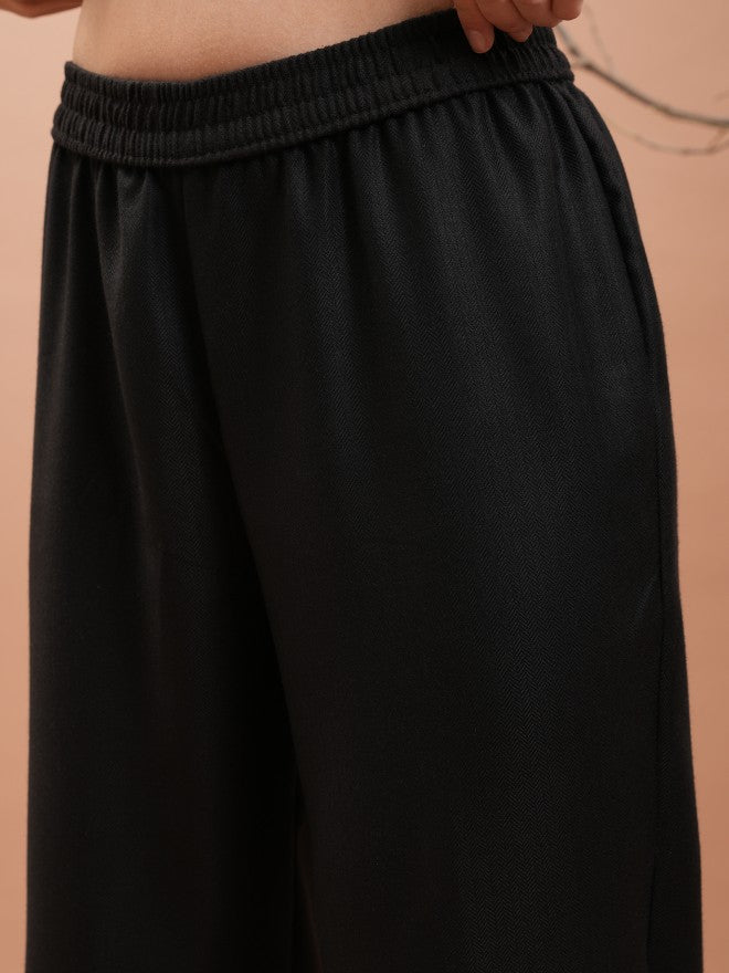 Vishudh Women Black Printed Kurta With Trouser - Black - Image 6