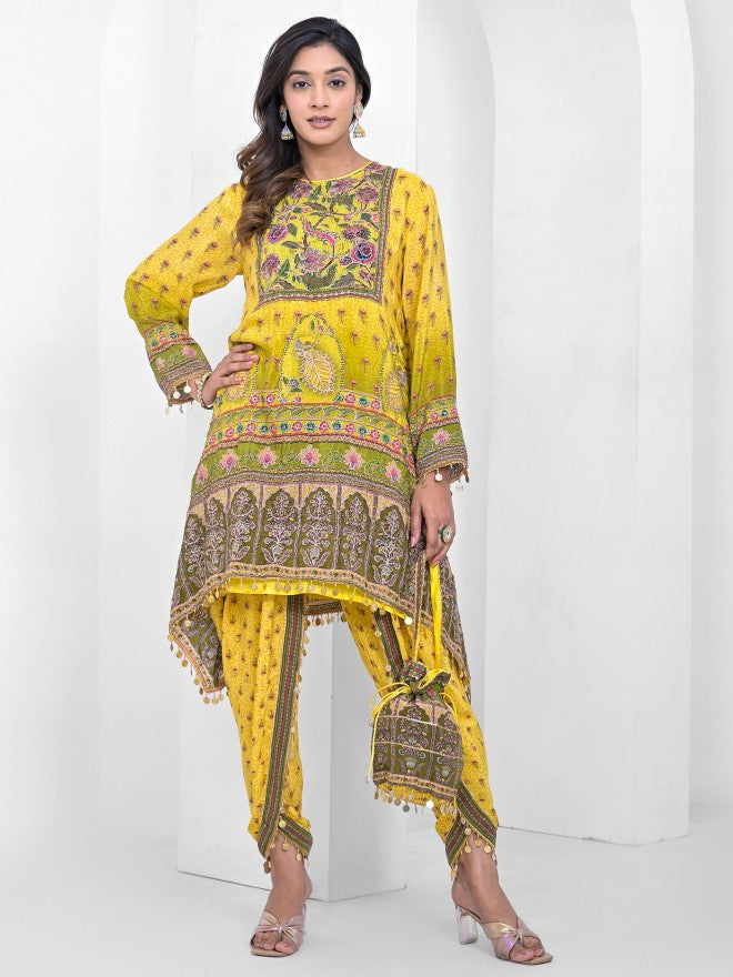 Vishudh Women Yellow Top With Palazzo Co-Ords - Yellow - Image 1