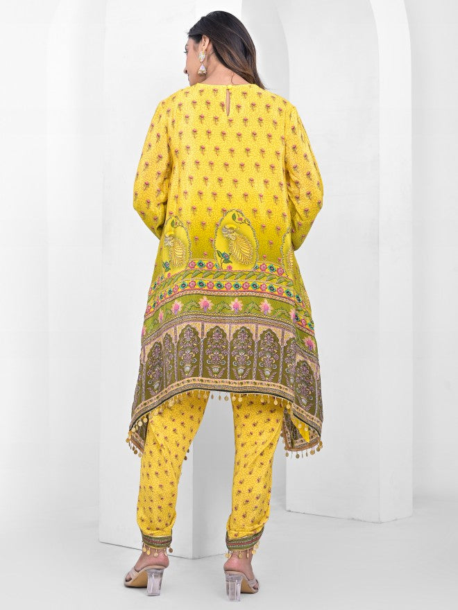 Vishudh Women Yellow Top With Palazzo Co-Ords - Yellow - Image 3