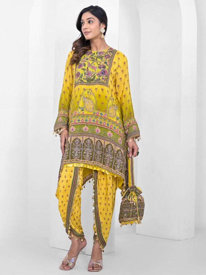 Vishudh Women Yellow Top With Palazzo Co-Ords - Yellow - Image 4
