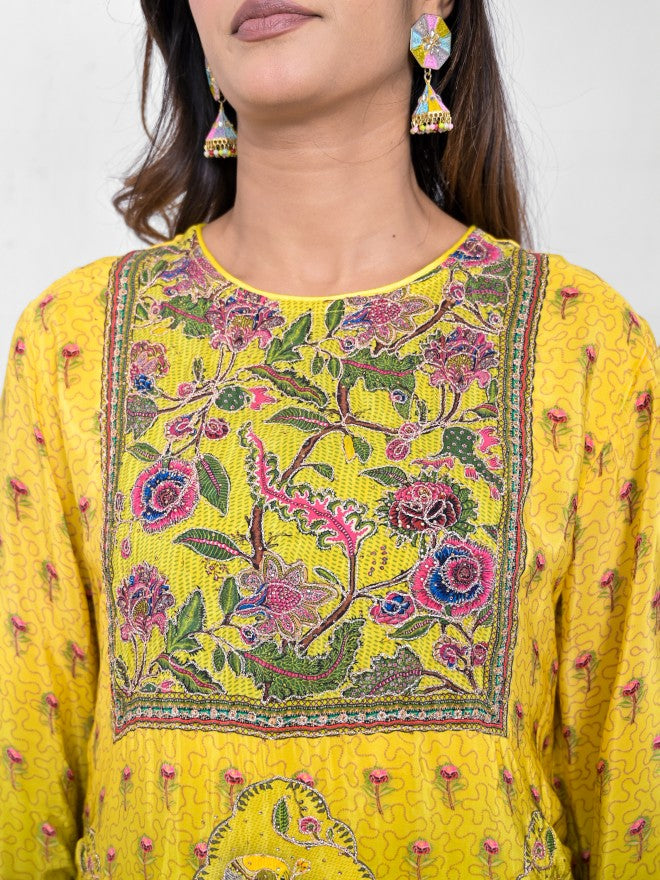 Vishudh Women Yellow Top With Palazzo Co-Ords - Yellow - Image 5