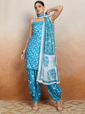 Vishudh Women Blue Printed Kurta With Palazzos And Dupatta - Blue - Image 1