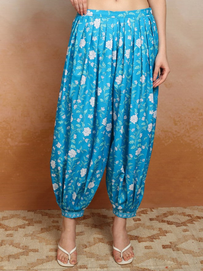 Vishudh Women Blue Printed Kurta With Palazzos And Dupatta - Blue - Image 8