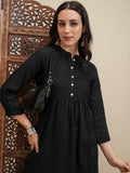 Vishudh Women Black Embroidered Kurta With Trouser - Black - Image 1