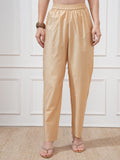 Vishudh Women Beige Printed Regular Fit Casual Trouser - Beige - Image 1