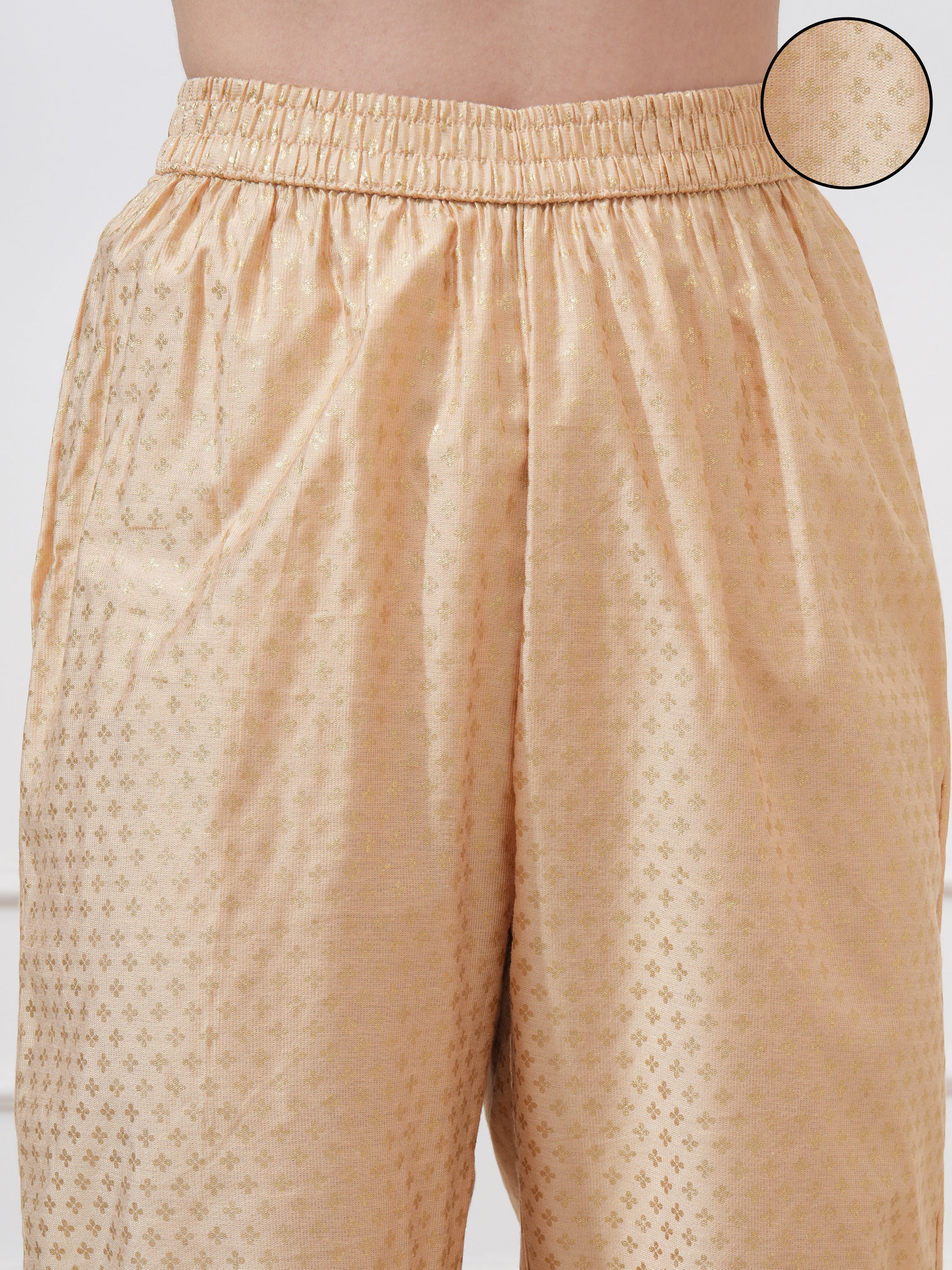 Vishudh Women Beige Printed Regular Fit Casual Trouser - Beige - Image 5