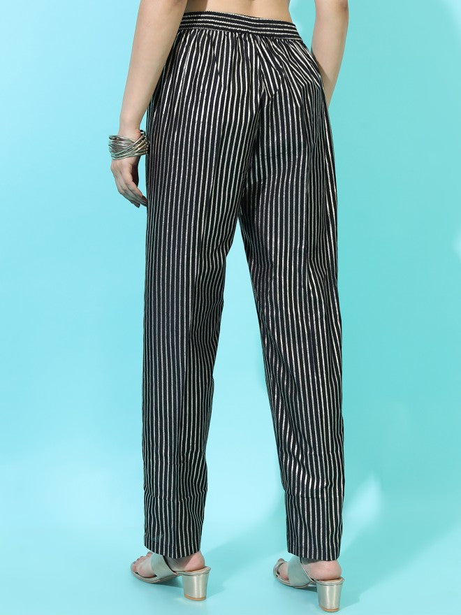 Vishudh Women Black Regular Fit Trouser - Black - Image 3