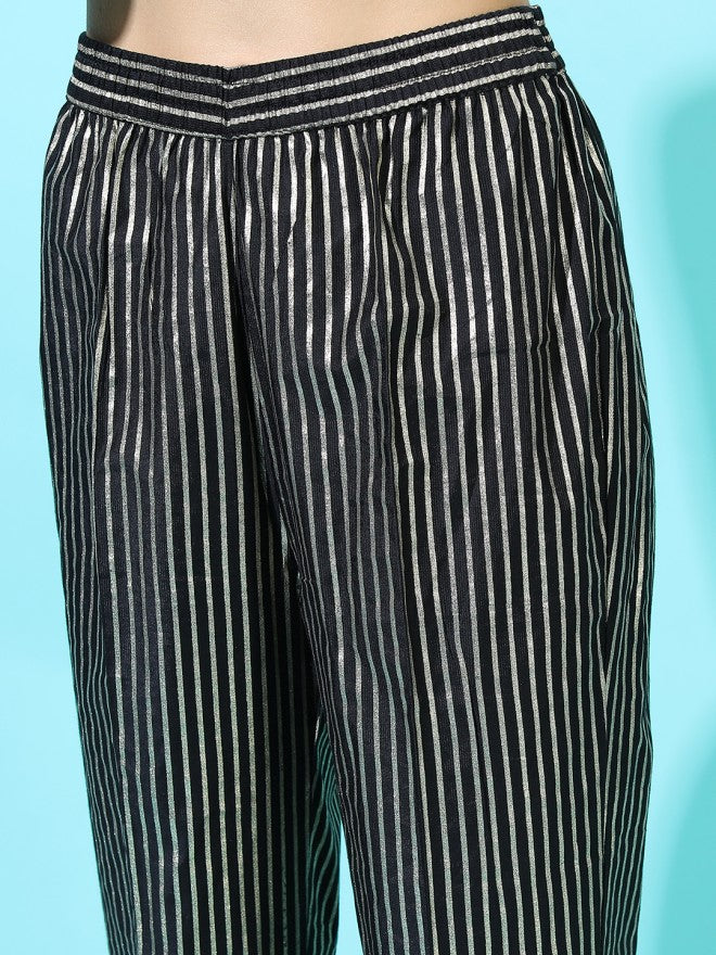 Vishudh Women Black Regular Fit Trouser - Black - Image 4