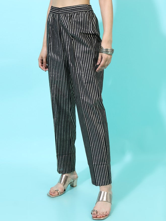 Vishudh Women Black Regular Fit Trouser - Black - Image 5