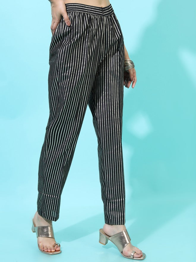 Vishudh Women Black Regular Fit Trouser - Black - Image 6