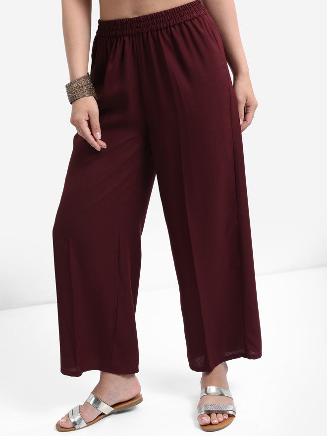 Vishudh Women Burgundy Embroidered Kurta With Palazzo And Dupatta - Burgundy - Image 7