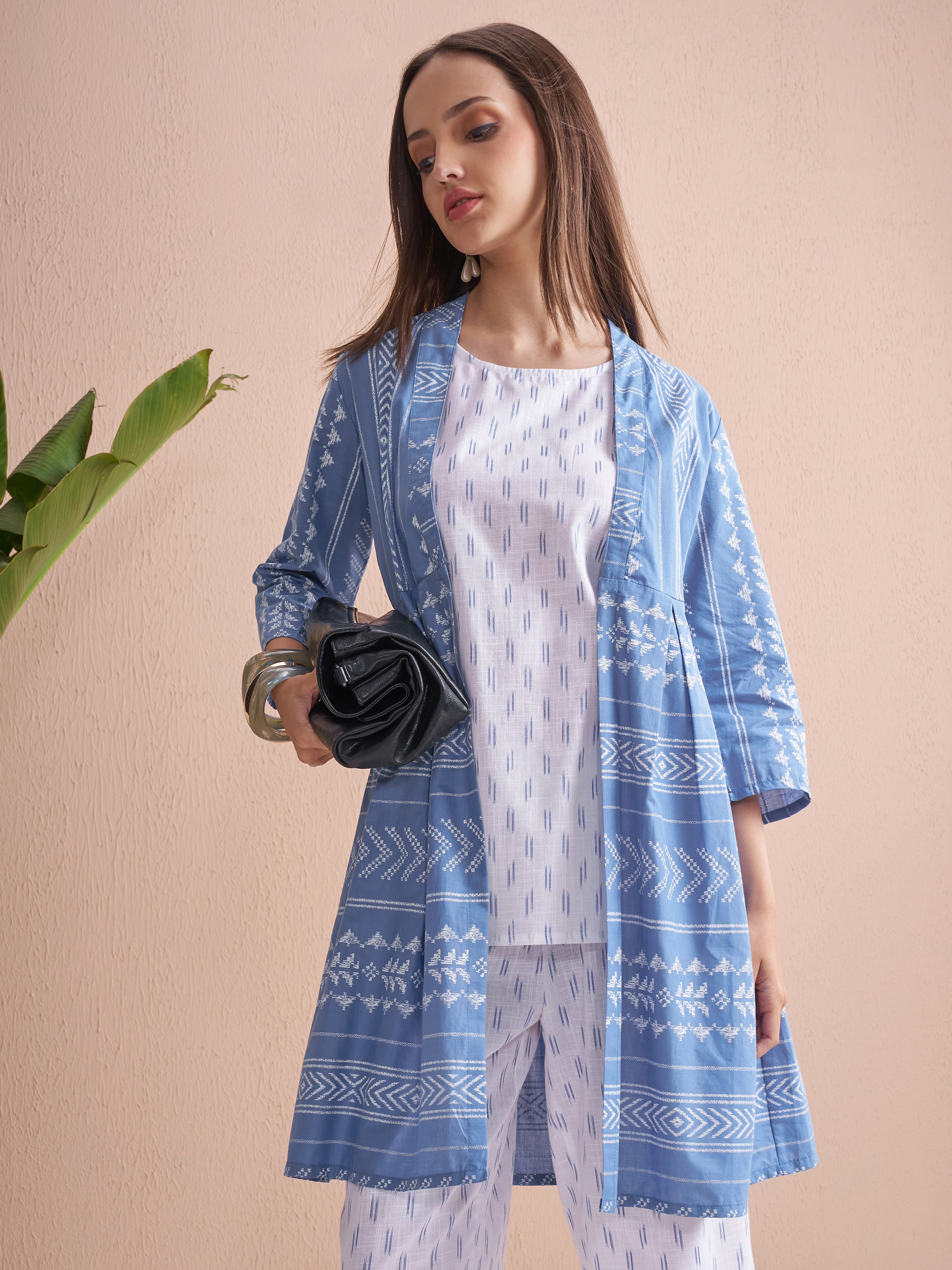 Vishudh Women Blue Top With Palazzos - Blue - Image 1
