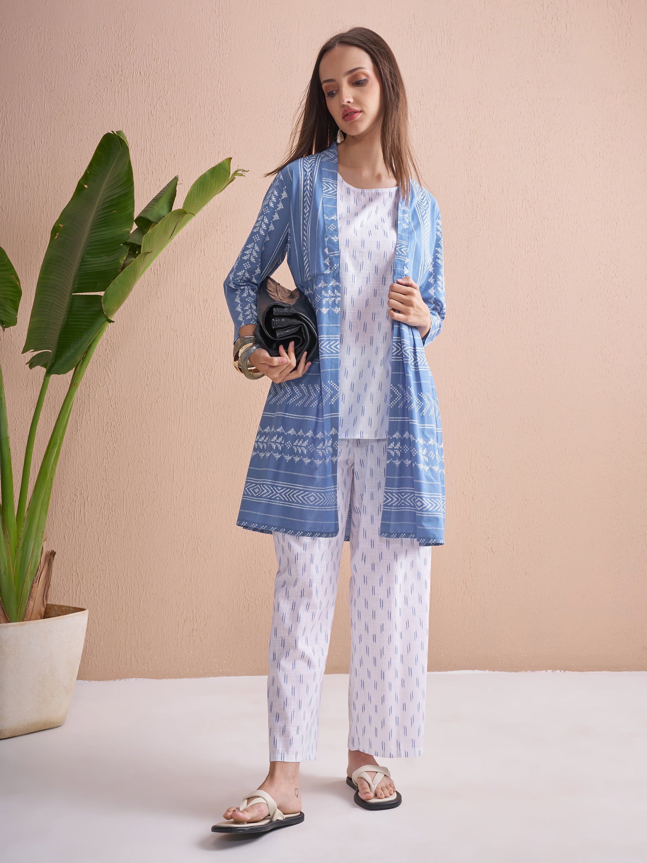 Vishudh Women Blue Top With Palazzos - Blue - Image 2