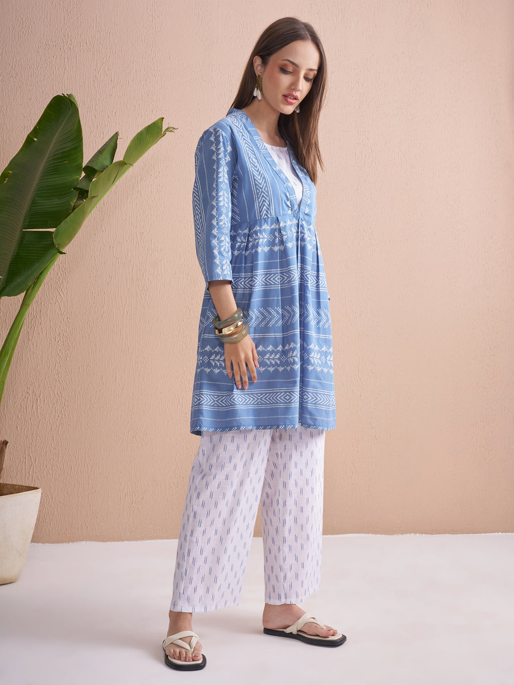 Vishudh Women Blue Top With Palazzos - Blue - Image 6