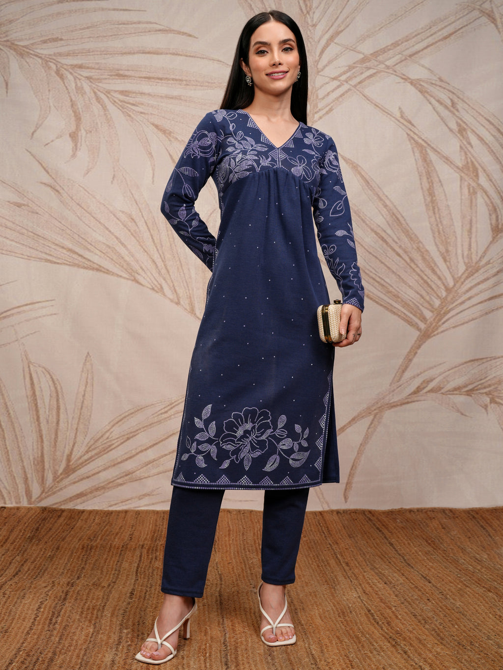 Vishudh Women Blue Kurta With Trousers - Blue - Image 2