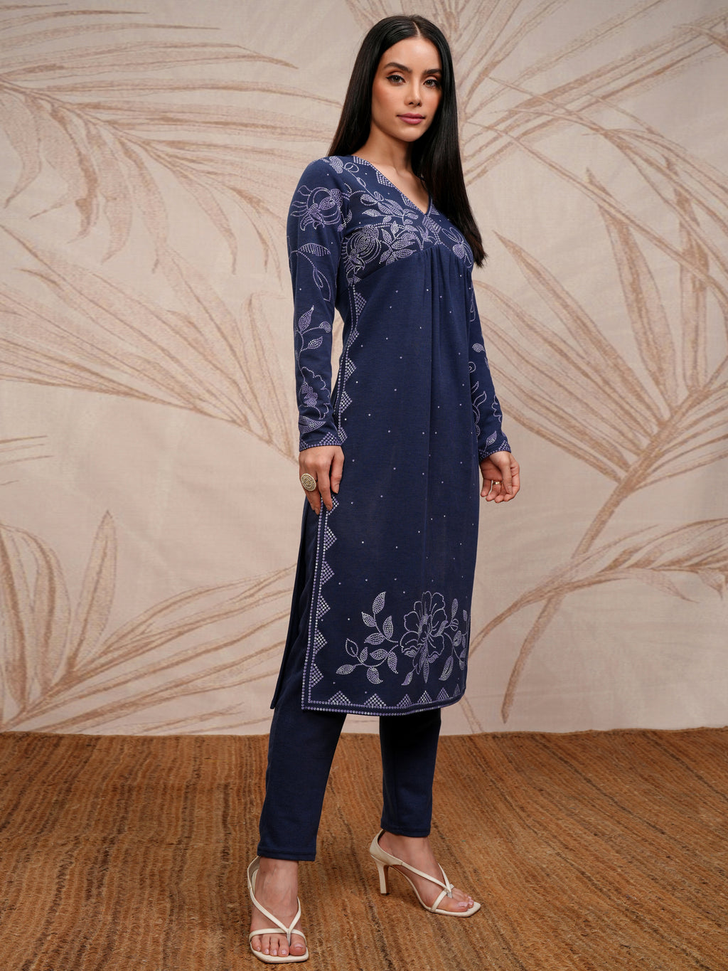 Vishudh Women Blue Kurta With Trousers - Blue - Image 6