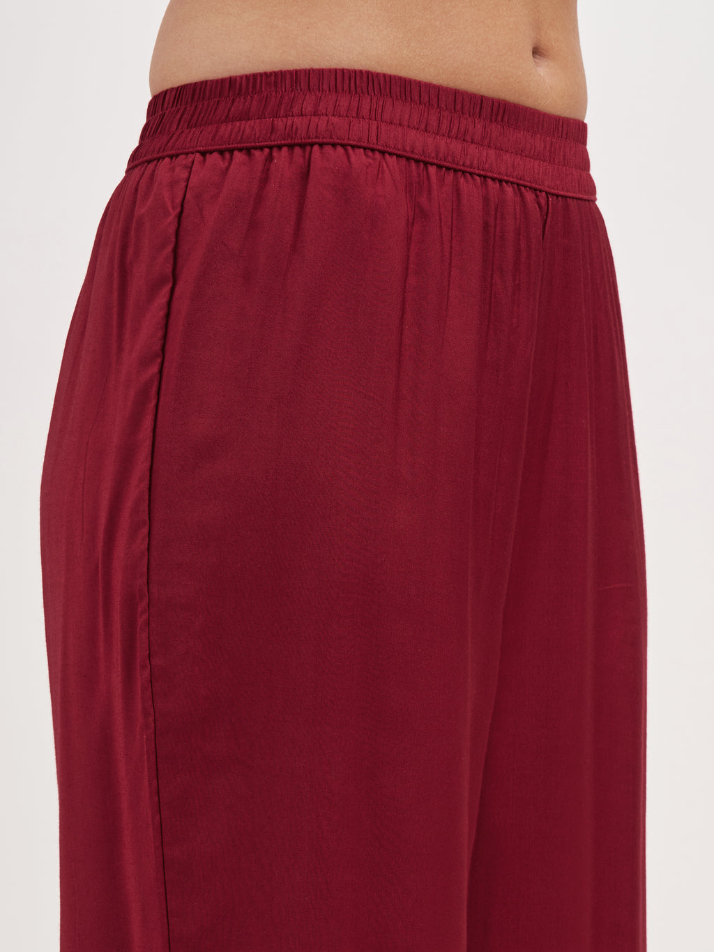 Vishudh Women Maroon Embroidered Kurta And Trouser With Dupatta - Maroon - Image 6