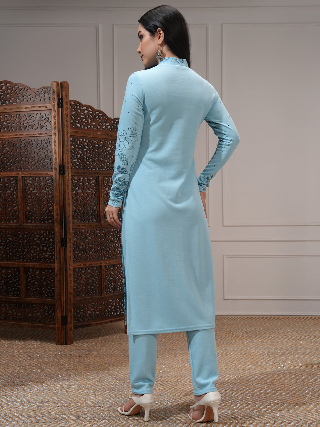 Vishudh Women Blue Women Kurta With Trousers - Blue - Image 3