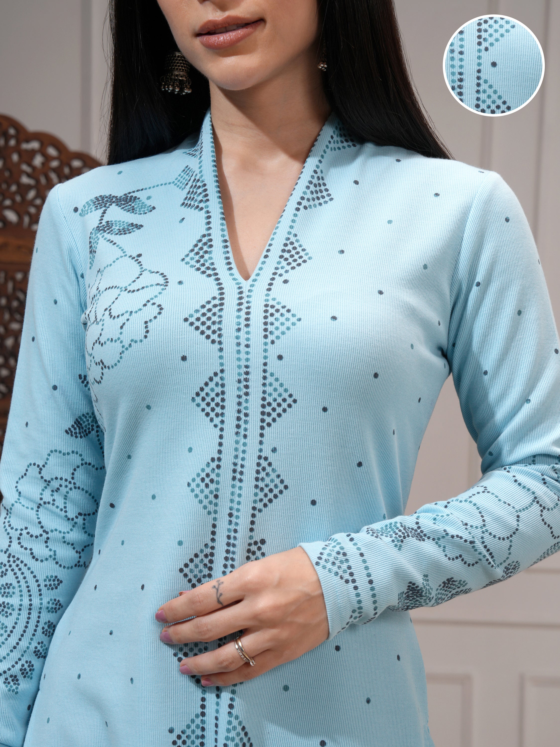 Vishudh Women Blue Women Kurta With Trousers - Blue - Image 5