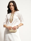 Vishudh Women White Embroidered Kurta With Palazzo - White - Image 1