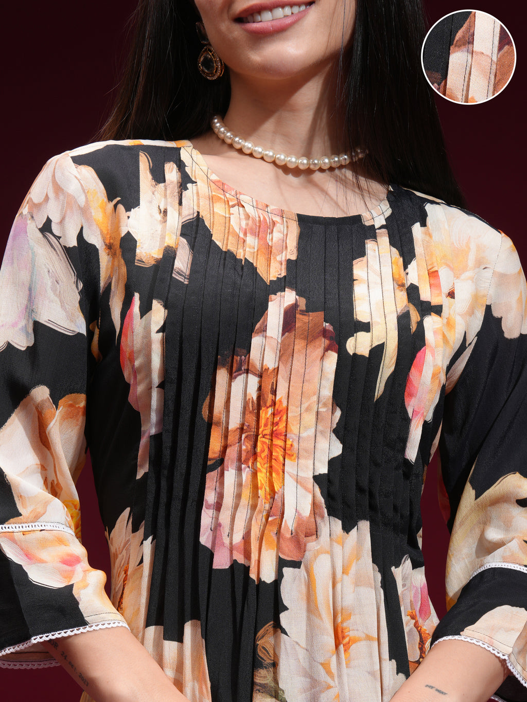Vishudh Women Black Printed Kurta With Trouser - Black - Image 5