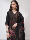 Vishudh Women Black Kurta With Trouser And Dupatta - Black - Image 1