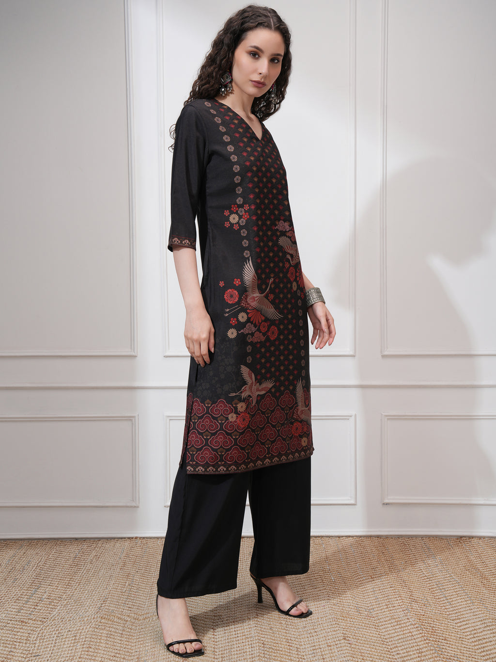 Vishudh Women Black Kurta With Trouser And Dupatta - Black - Image 6