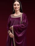 Vishudh Women Purple Embroidered Kurta With Trouser And Dupatta - Purple - Image 1