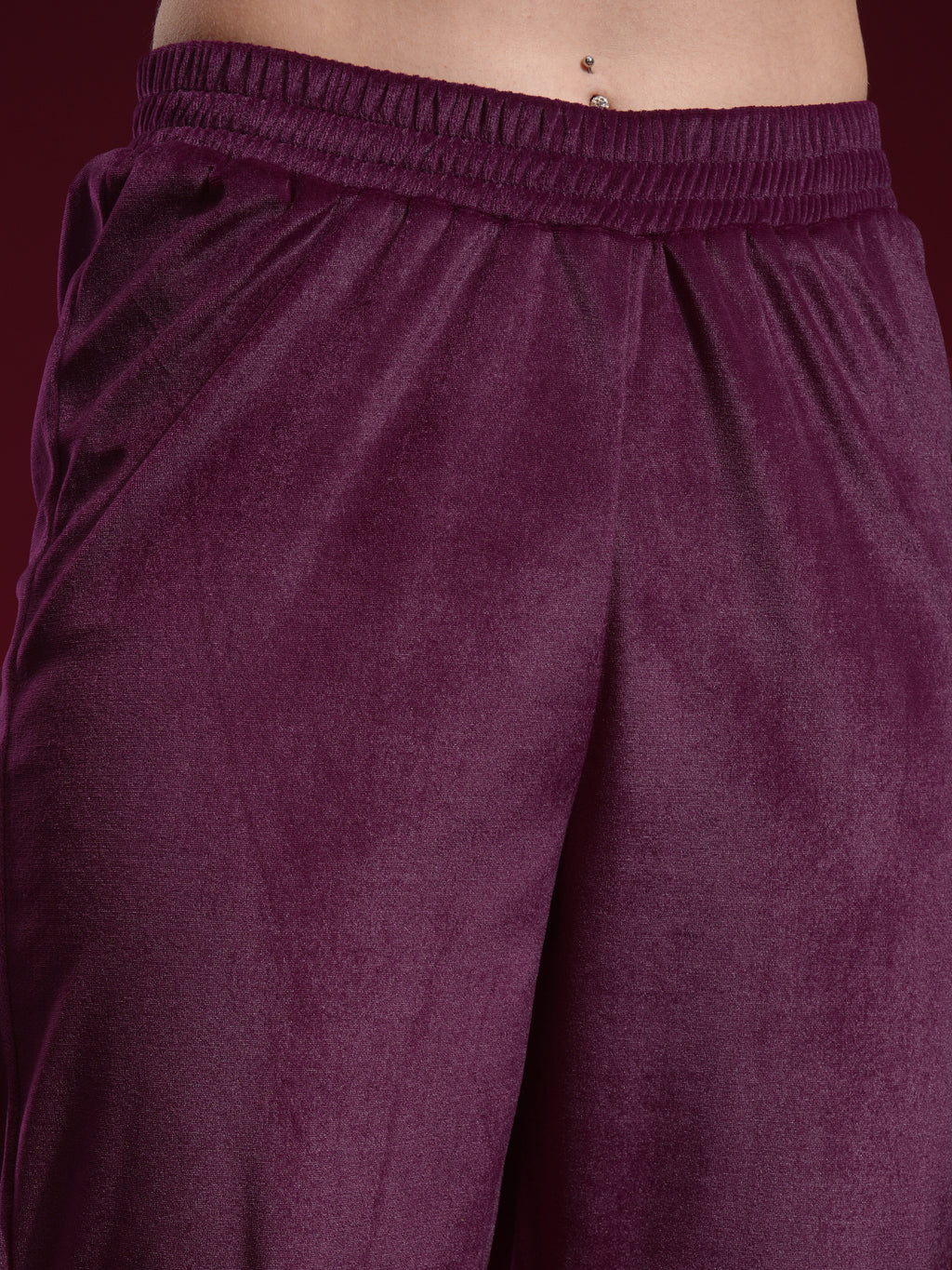 Vishudh Women Purple Embroidered Kurta With Trouser And Dupatta - Purple - Image 8