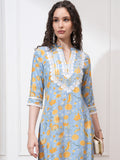 Vishudh Women Blue Kurta With Trouser - Blue - Image 1