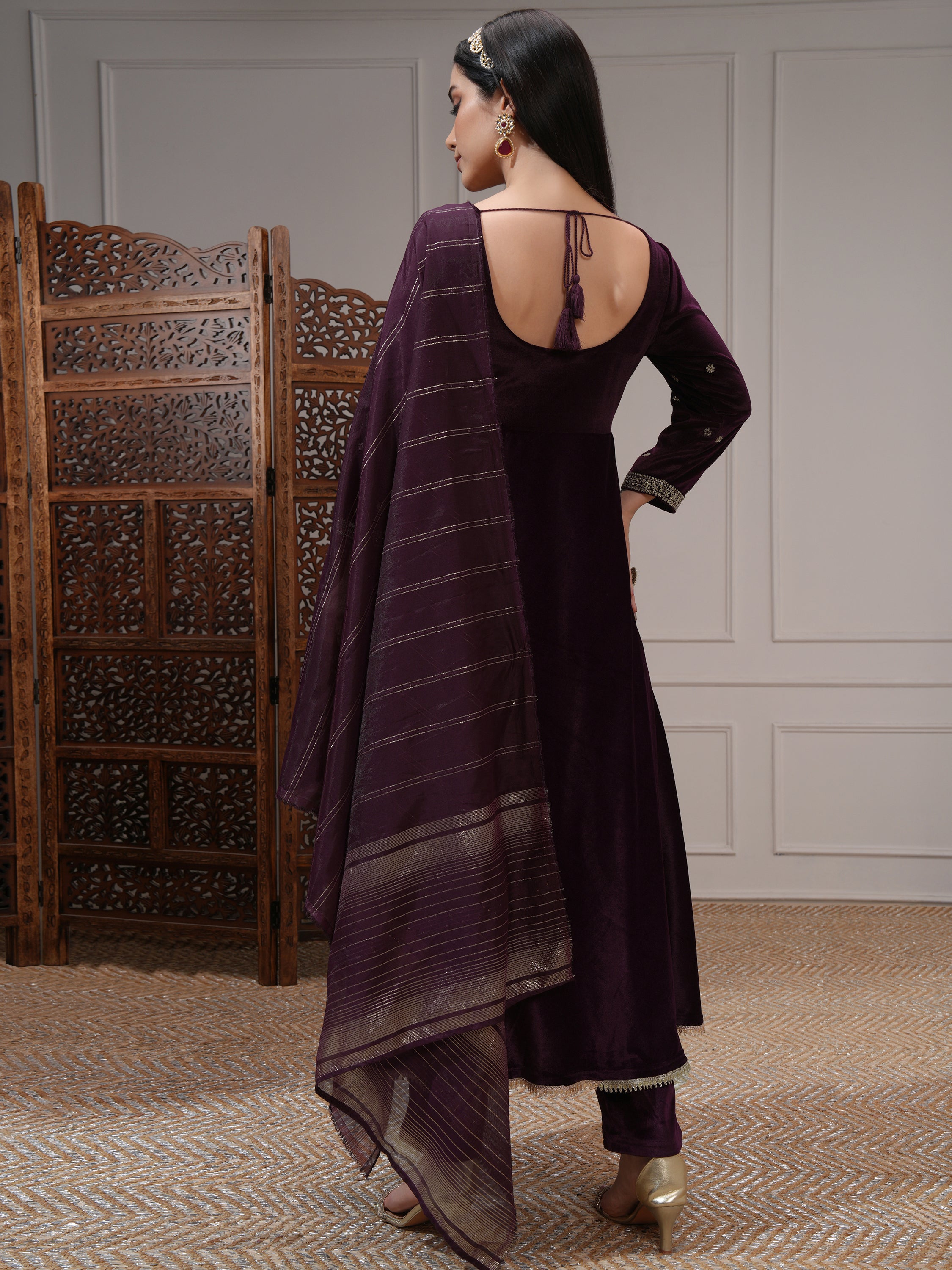 Vishudh Women Purple Women Kurta With Trousers And Dupatta - Purple - Image 3