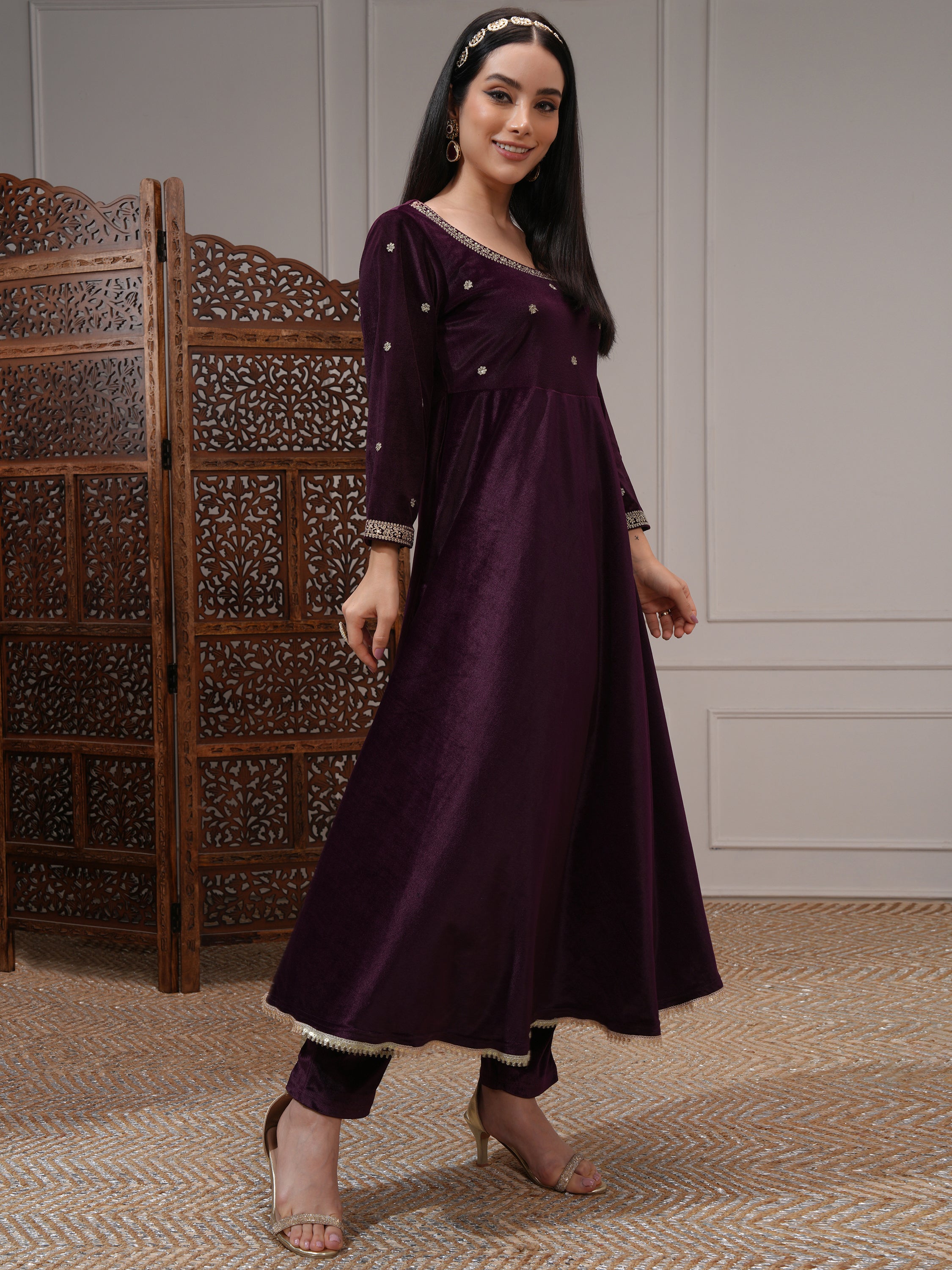 Vishudh Women Purple Women Kurta With Trousers And Dupatta - Purple - Image 6