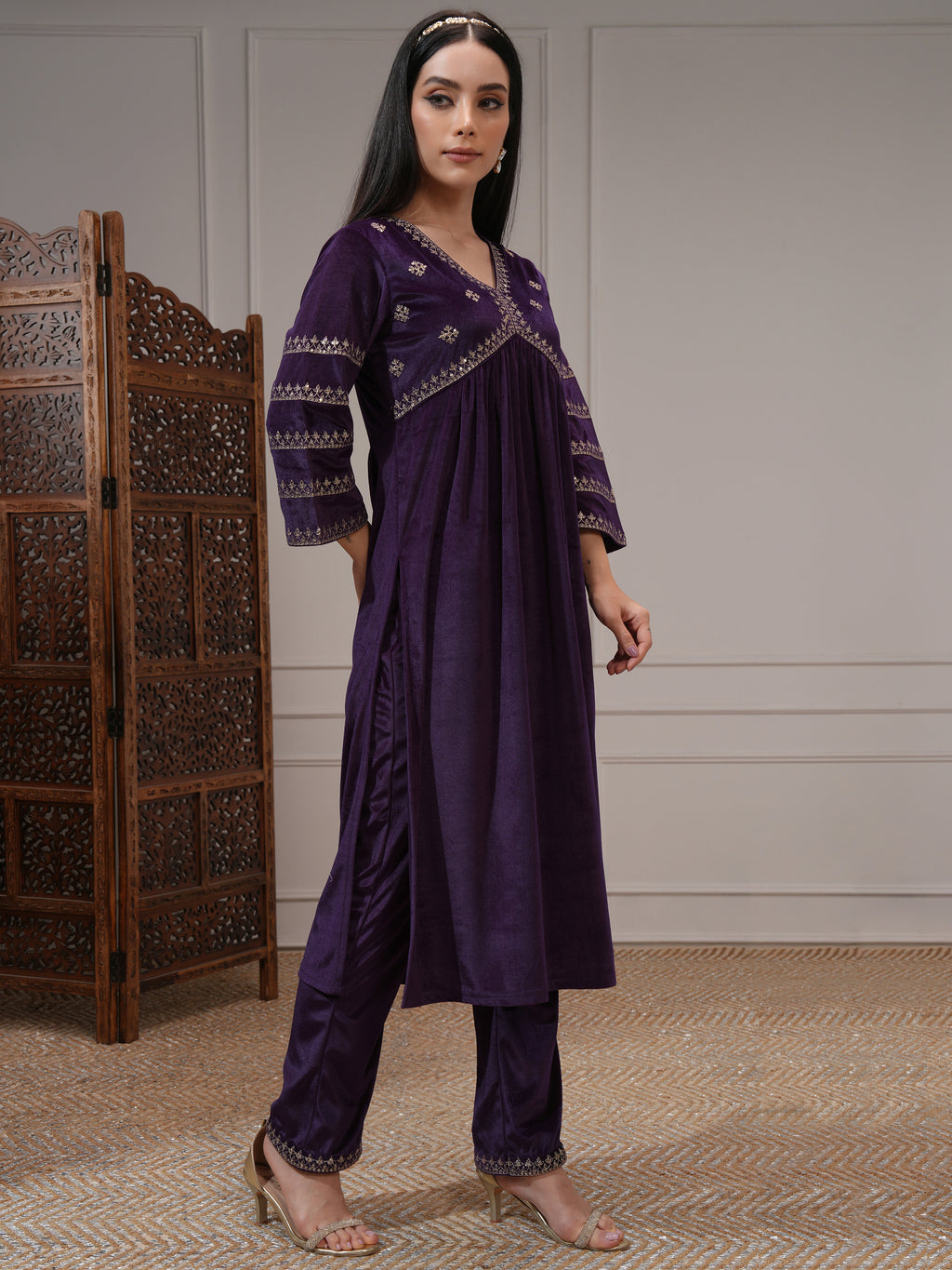 Vishudh Women Purple Women Kurta With Trousers And Dupatta - Purple - Image 6