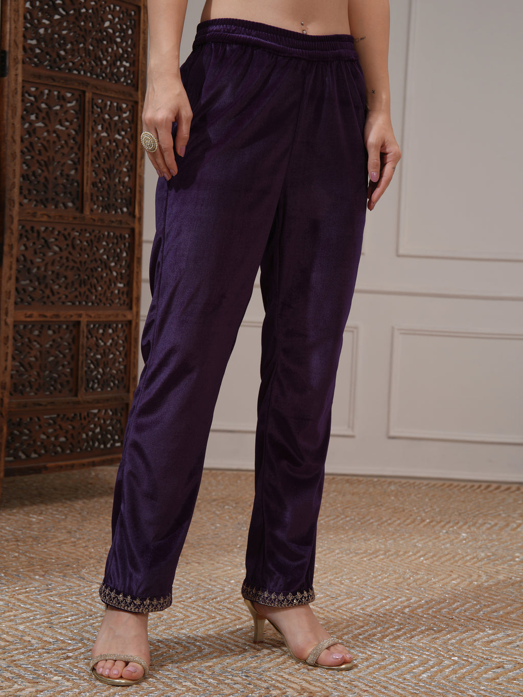 Vishudh Women Purple Women Kurta With Trousers And Dupatta - Purple - Image 8
