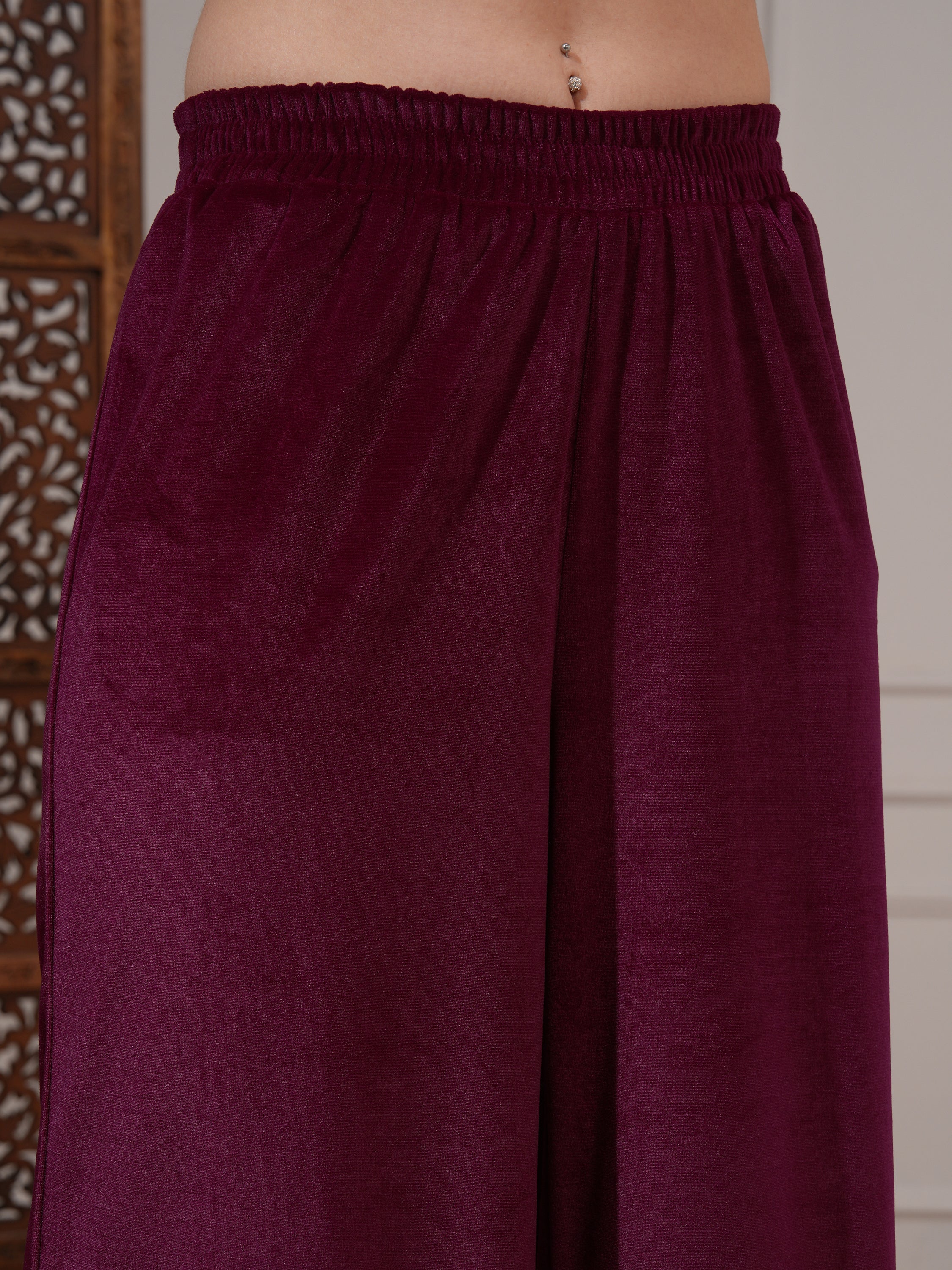 Vishudh Women Burgundy Women Kurta With Trousers And Dupatta - Burgundy - Image 7