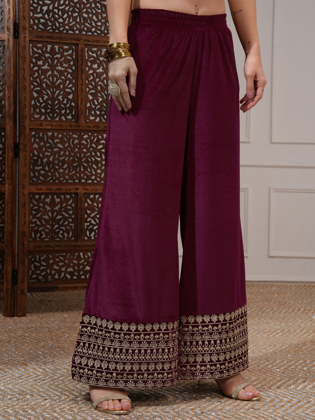Vishudh Women Burgundy Women Kurta With Trousers And Dupatta - Burgundy - Image 8