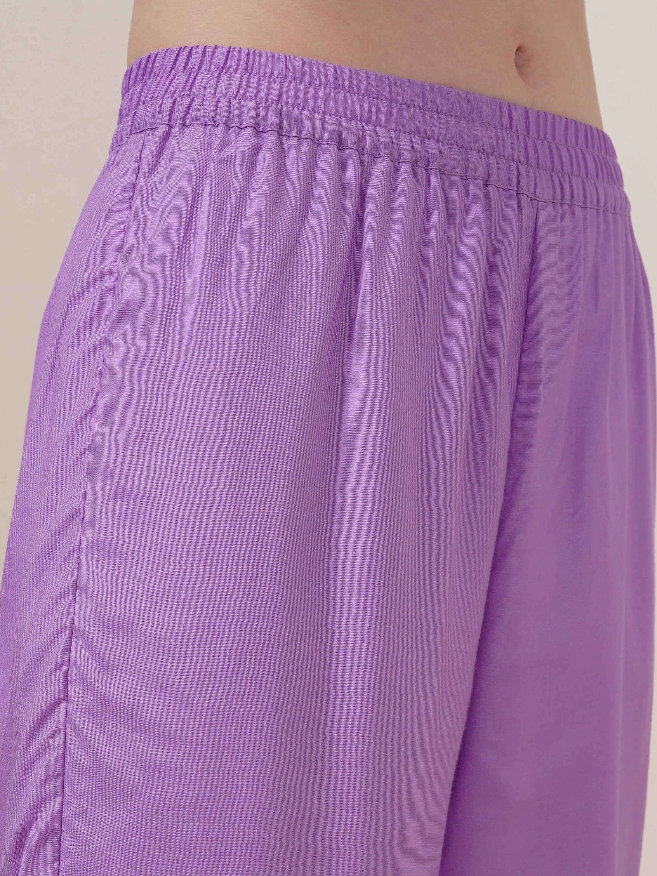Vishudh Women Lavender Printed Kurta With Trouser And Dupatta - Lavender - Image 7