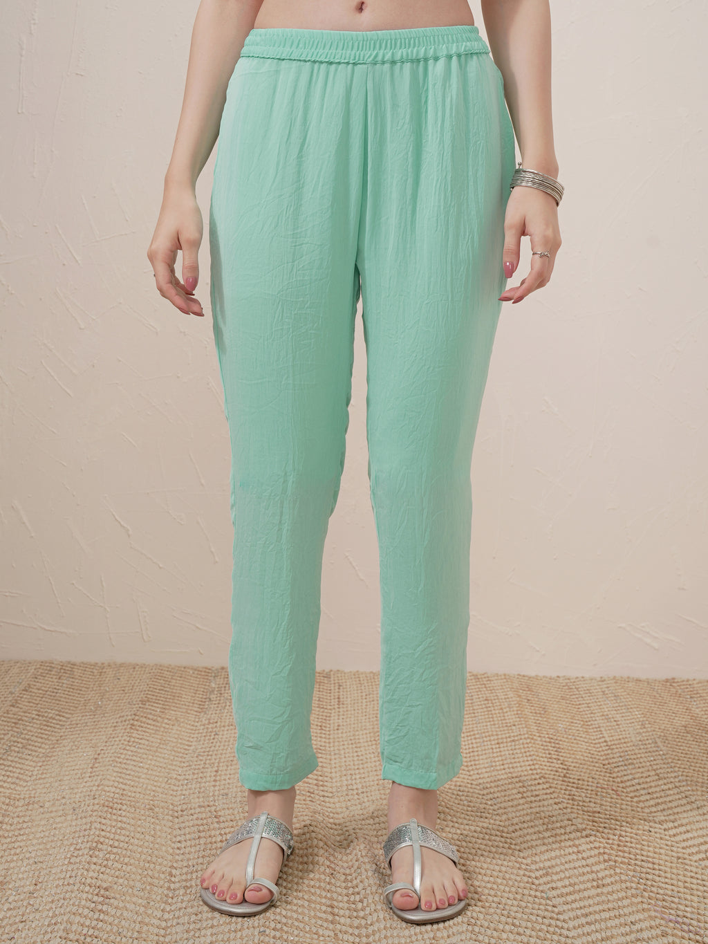 Vishudh Women Sage Embroidered Kurta With Trouser And Dupatta - Sage - Image 8