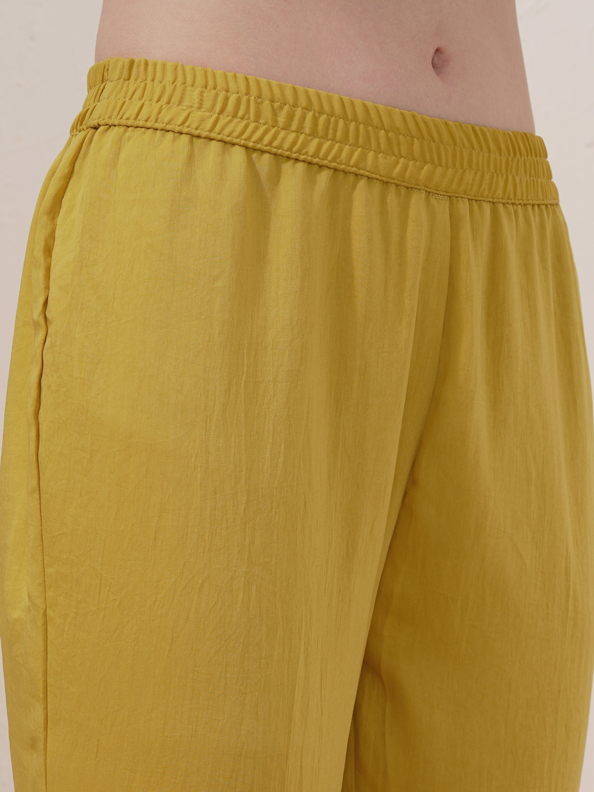 Vishudh Women Mustard Embroidered Kurta With Trouser And Dupatta - Mustard - Image 7