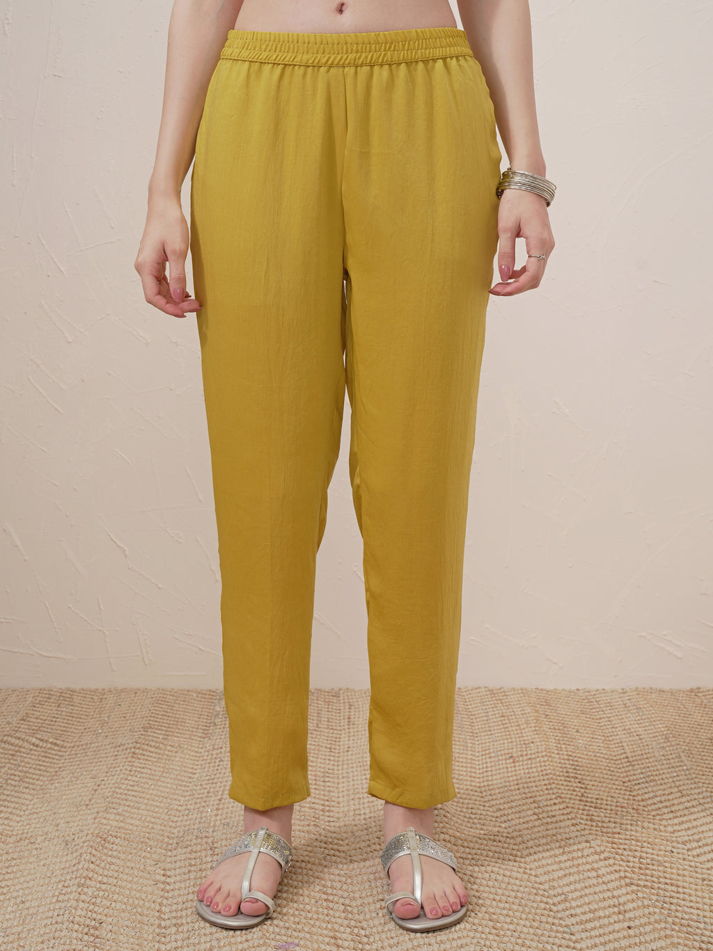 Vishudh Women Mustard Embroidered Kurta With Trouser And Dupatta - Mustard - Image 8